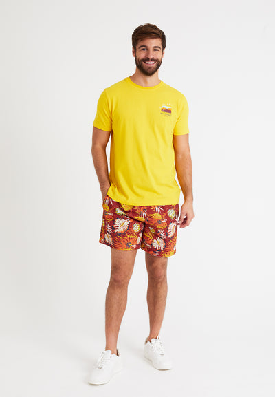 Men's yellow T-shirt with back pattern