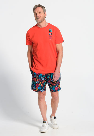 T-Shirt homme orange motif arrière