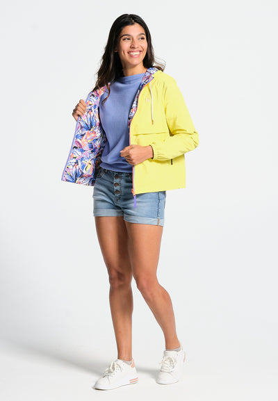 Women's reversible yellow hooded jacket
